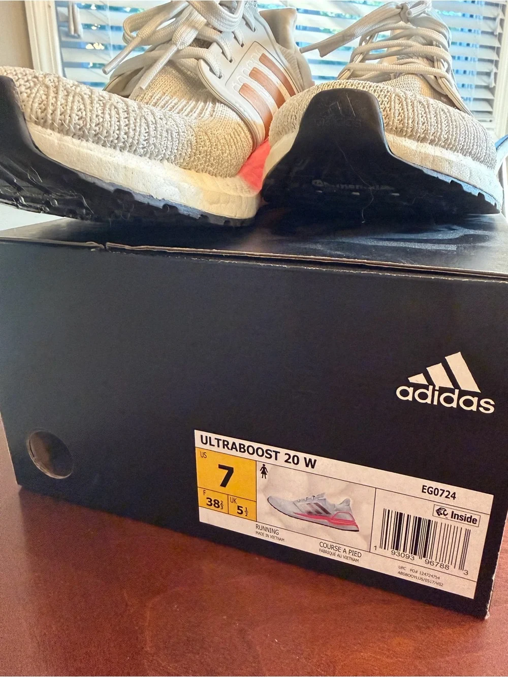 adidas White Running Sneakers with Pink Coral Accents